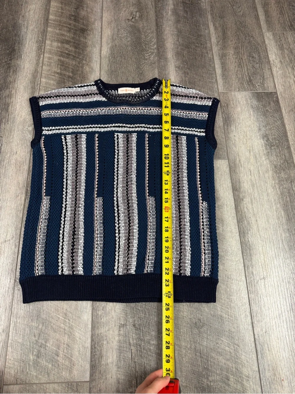 Tory Burch Navy Stripe Knit Sweater